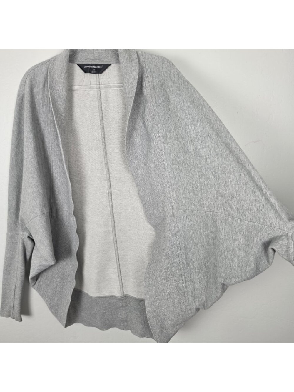 Norma Kamali Cocoon Batwing Cardigan Oversized Open Front Heathered Gray Size S - Picture 8 of 13